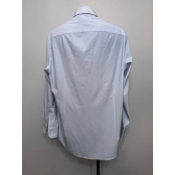 Mizzen & Main Leeward Dress Shirt Sz M Collared L/S White/Blue Geometric Preppy - Picture 2 of 6